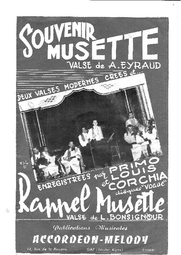 télécharger la partition d'accordéon Souvenir Musette (Créée par : Primo et Louis Corchia) (Valse Moderne) au format PDF