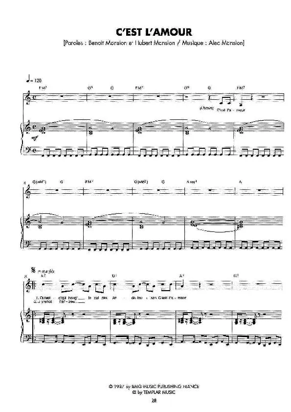 télécharger la partition d'accordéon C'est l'amour (Pop) au format PDF