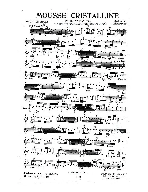 télécharger la partition d'accordéon Mousse cristalline (Polka Variations) au format PDF