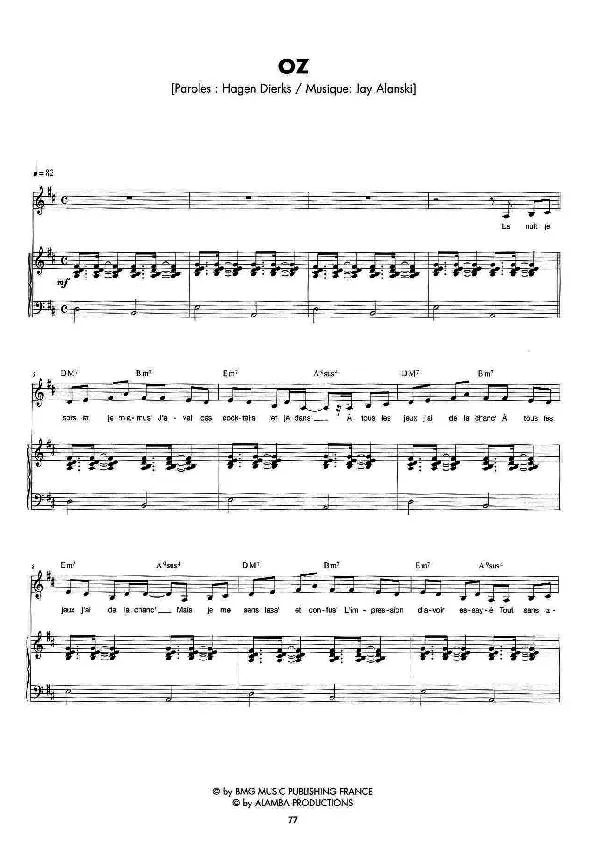télécharger la partition d'accordéon Oz (Chant : Lio) (Disco) au format PDF