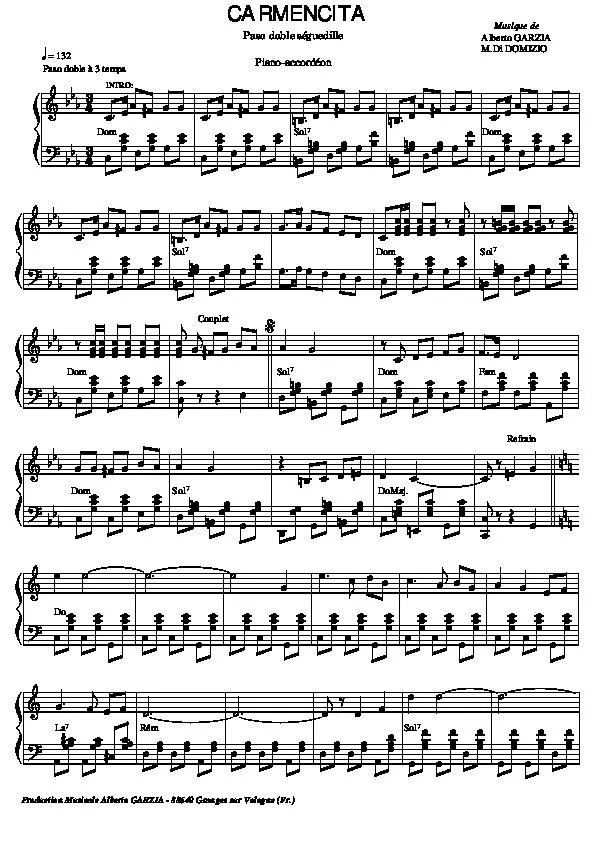 télécharger la partition d'accordéon Carmencita (Paso Doble Séguedille) au format PDF