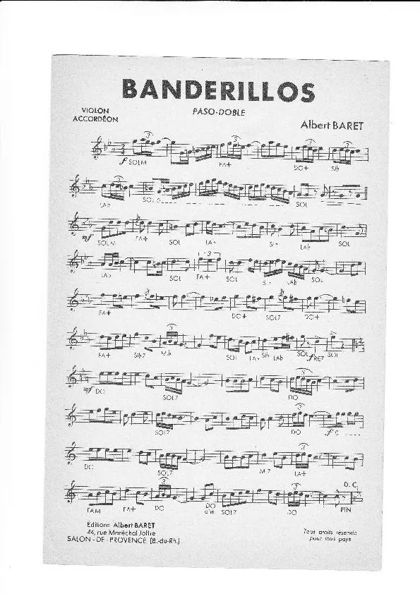 télécharger la partition d'accordéon Banderillos (Paso Doble) au format PDF