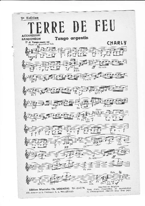 télécharger la partition d'accordéon Terre de feu (Tango Argentin) au format PDF