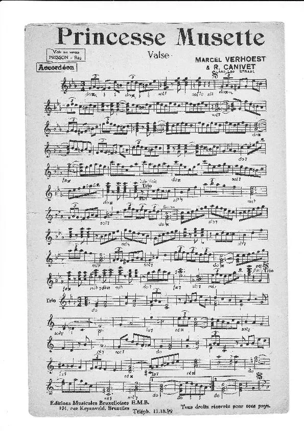 télécharger la partition d'accordéon Princesse Musette (Arrangement : Léo Straal) (Valse) au format PDF