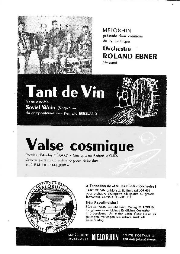 télécharger la partition d'accordéon Tant de vin (Soviel Wein) au format PDF