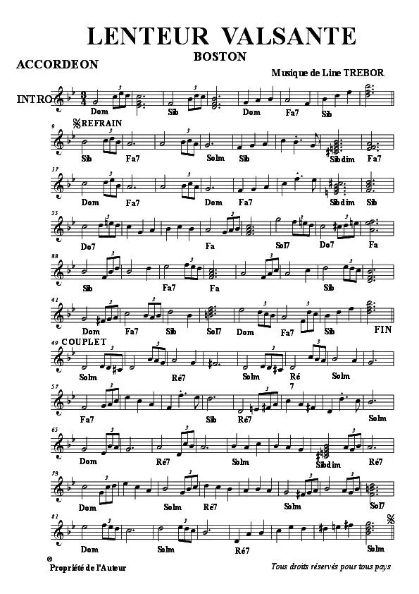 télécharger la partition d'accordéon Lenteur Valsante (Boston) au format PDF
