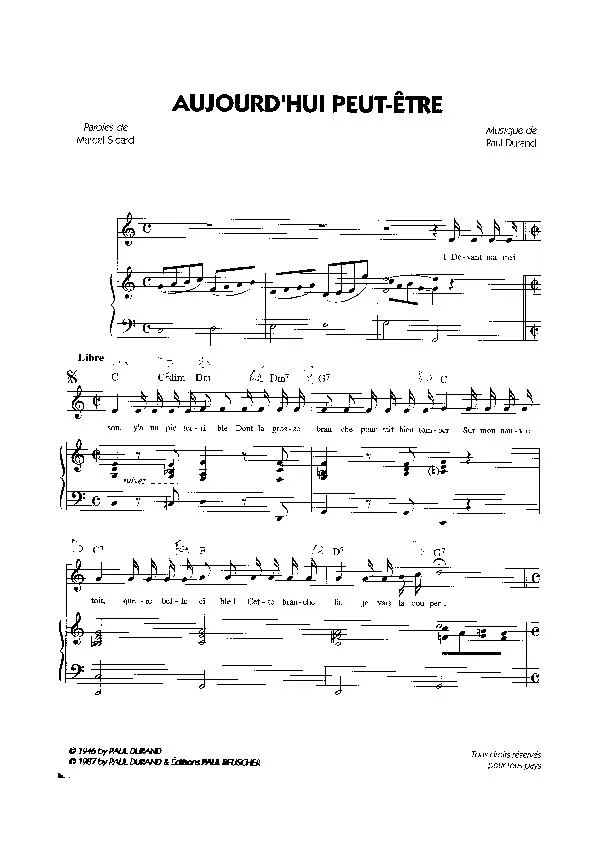 télécharger la partition d'accordéon Aujourd'hui peut être (Chant : Fernand Sardou) (Pop) au format PDF