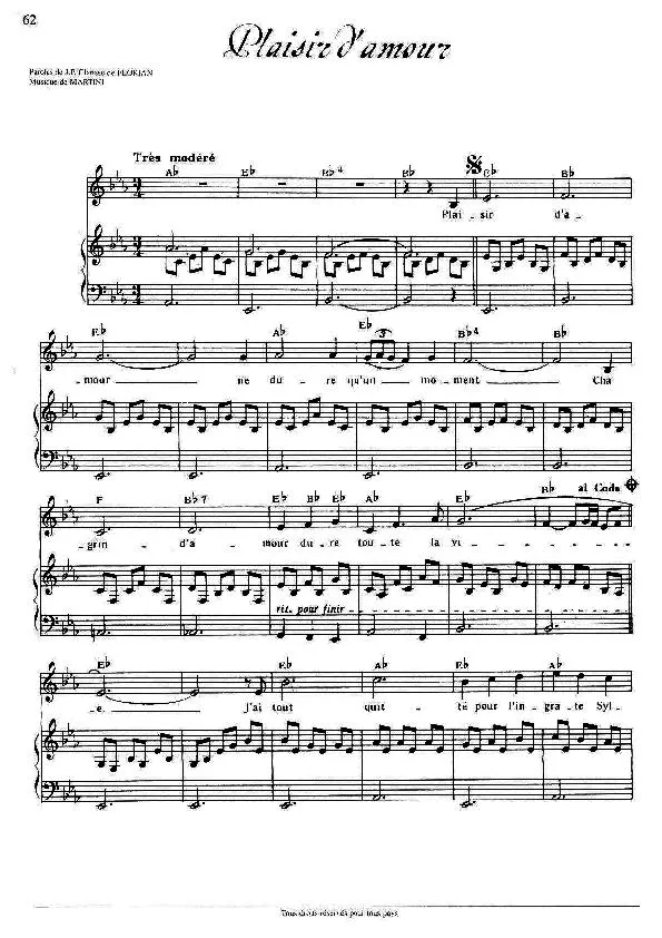 télécharger la partition d'accordéon Plaisir d'amour (Chant : Yvonne Printemps) (Valse) au format PDF