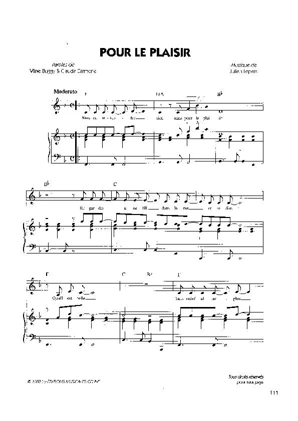 télécharger la partition d'accordéon Pour le plaisir (Chant : Herbert Léonard) (Pop) au format PDF