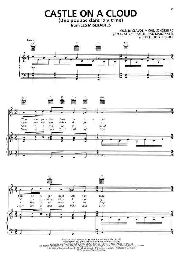 télécharger la partition d'accordéon Une poupée dans la vitrine (Castle on a cloud) (From : Les Misérables) (Comédie Musicale) au format PDF