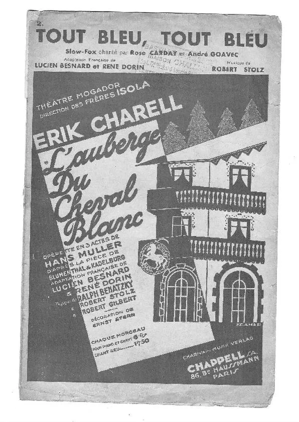 télécharger la partition d'accordéon Tout bleu Tout bleu (De l'Opérette : L'Auberge du cheval blanc) (Chant : Rose Carday et André Goavec) (Slow Fox) au format PDF