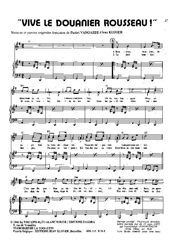 télécharger la partition d'accordéon Vive le Douanier Rousseau (Chant : La Compagnie Créole) (Disco) au format PDF