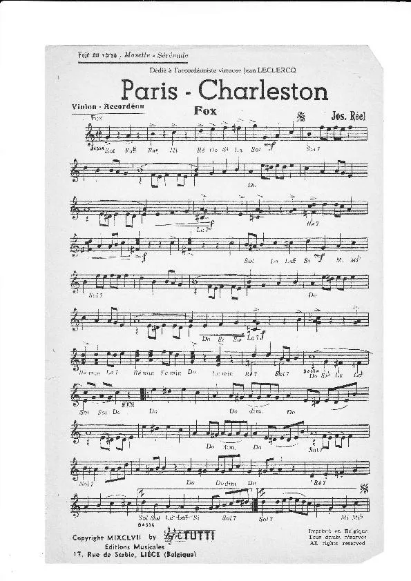 télécharger la partition d'accordéon Paris Charleston (Fox) au format PDF
