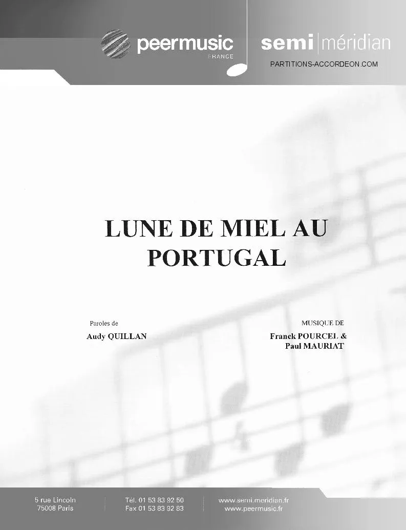 télécharger la partition d'accordéon Lune de miel au Portugal au format PDF