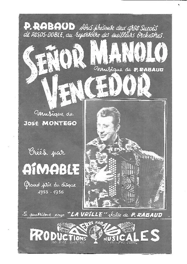 télécharger la partition d'accordéon Señor Manolo (Créé : Aimable) (Orchestration) (Paso Doble) au format PDF