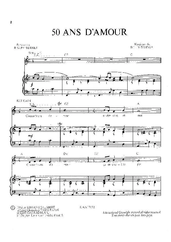 télécharger la partition d'accordéon 50 ans d'amour (Chant : Tino Rossi) (Boléro) au format PDF
