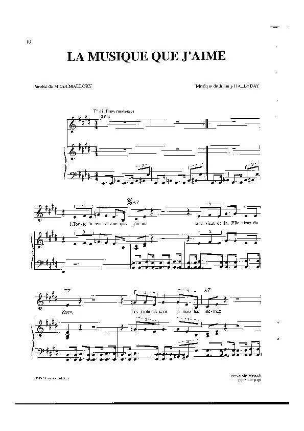 télécharger la partition d'accordéon La musique que j'aime (Blues) au format PDF