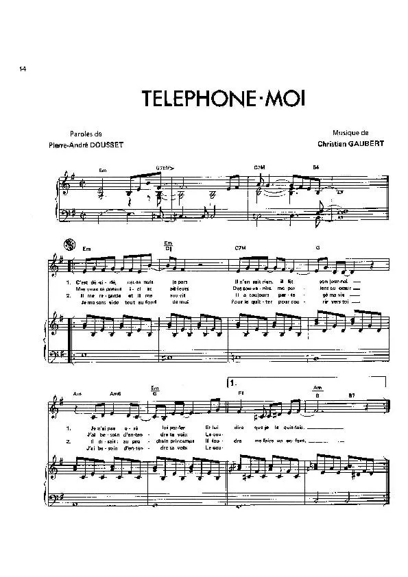 télécharger la partition d'accordéon Téléphone moi (Chant : Nicole Croisille) (Pop) au format PDF