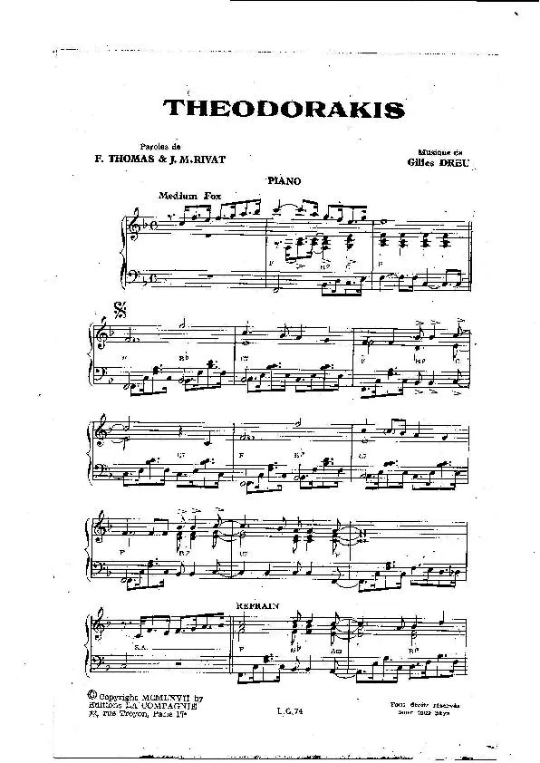 télécharger la partition d'accordéon Theodorakis (Orchestration) (Médium Fox) au format PDF