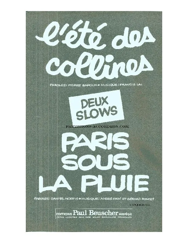 télécharger la partition d'accordéon Paris sous la pluie (Orchestration Complète) (Slow) au format PDF