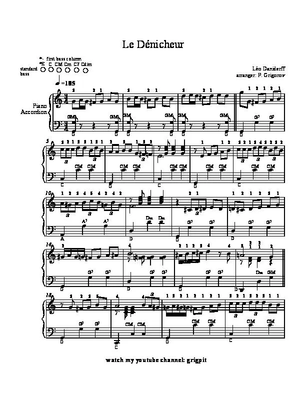 télécharger la partition d'accordéon Le Dénicheur (Arrangement : Peter Grigorov) (Valse) au format PDF