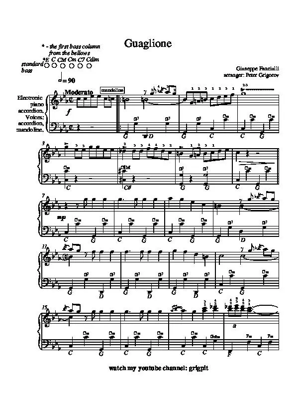 télécharger la partition d'accordéon Guaglione (Bambino) (Arrangement : Peter Grigorov) au format PDF