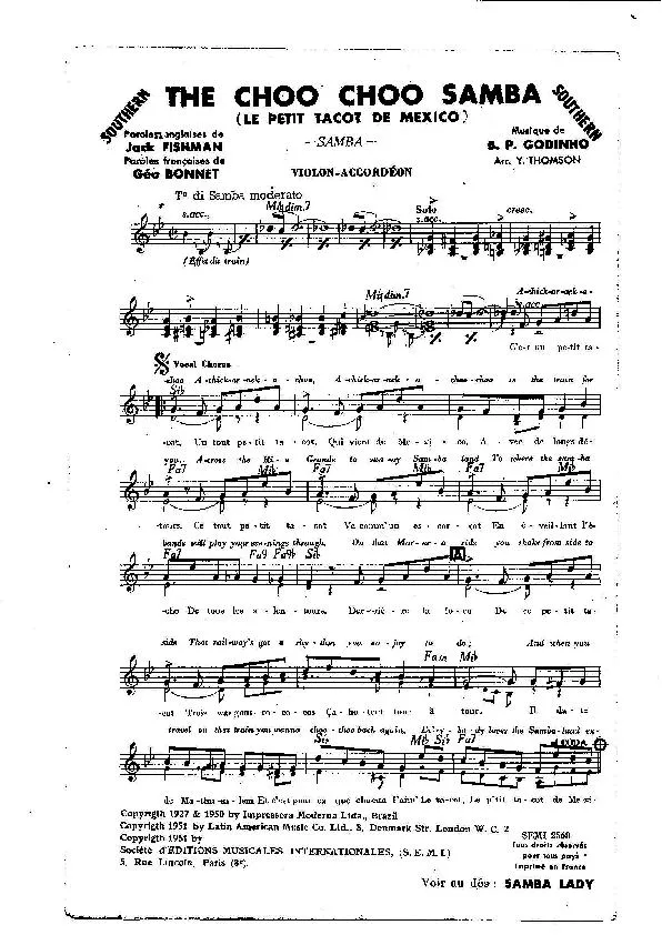 télécharger la partition d'accordéon The Choo Choo Samba (Le petit tacot de Mexico) (Arrangement : Yvonne Thomson) (Orchestration) au format PDF