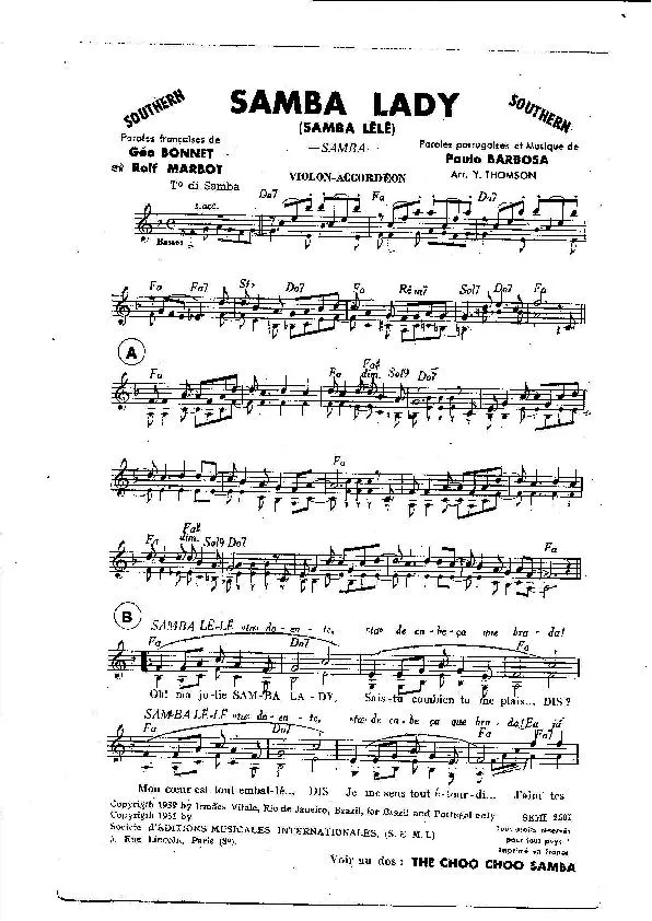 télécharger la partition d'accordéon Samba Lady (Samba Lélé) (Arrangement : Yvonne Thomson) (Orchestration) au format PDF