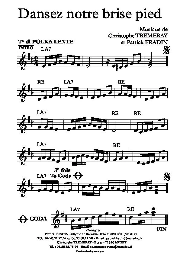 télécharger la partition d'accordéon Dansez notre brise pied (Polka Lente) au format PDF