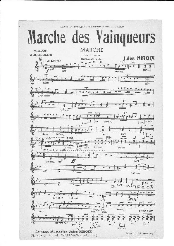 télécharger la partition d'accordéon Marche des vainqueurs au format PDF