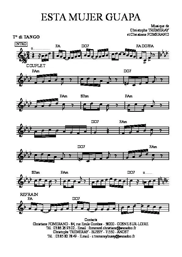 télécharger la partition d'accordéon Esta mujer guapa (Tango) au format PDF