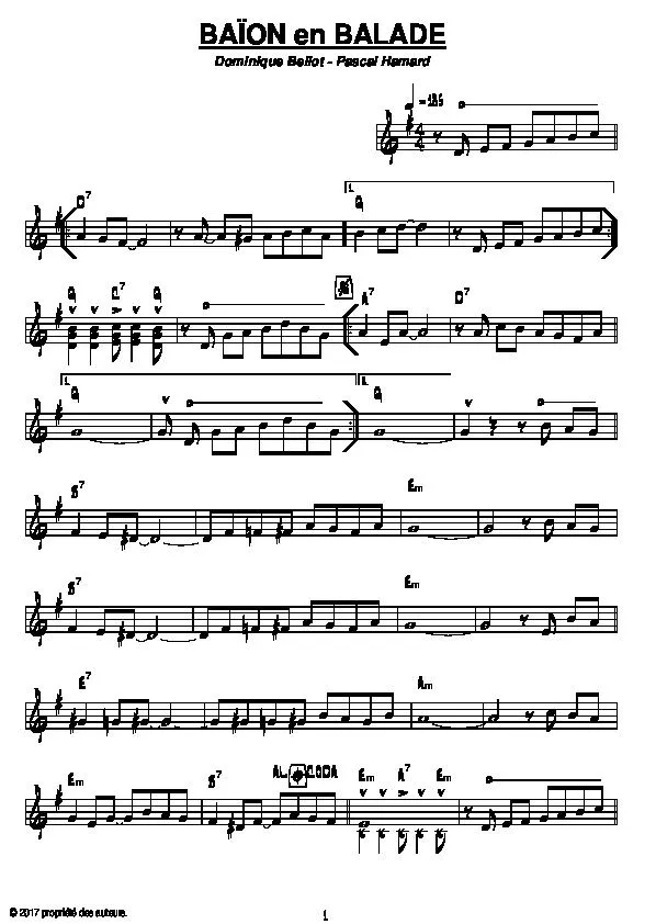 télécharger la partition d'accordéon Baïon en balade (Instrumental) au format PDF