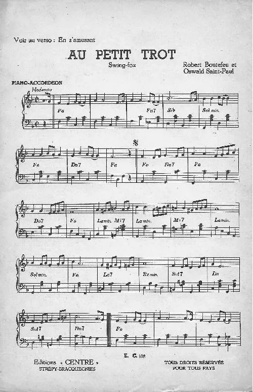 télécharger la partition d'accordéon Au petit trot (Swing Fox) au format PDF