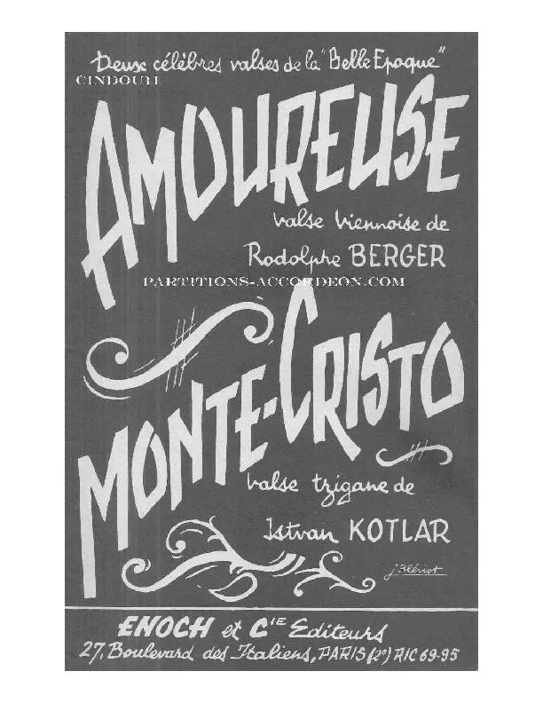 télécharger la partition d'accordéon Monte Cristo (Orchestration de Rudd) (Valse Tzigane) au format PDF