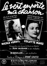 télécharger la partition d'accordéon Le vent emporte ma chanson (Chant : Colette Mars / Nicole Vervil) (Valse Chantée) au format PDF