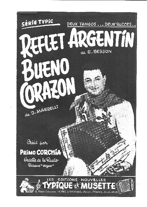 télécharger la partition d'accordéon Reflet Argentin (Créé par : Primo Corchia) (Orchestration) (Tango) au format PDF