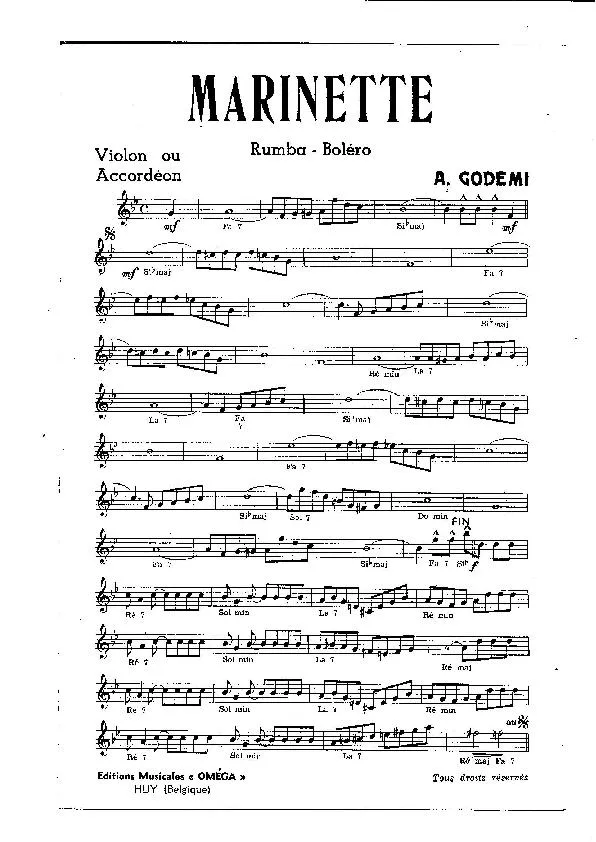 télécharger la partition d'accordéon Marinette (Rumba Boléro) au format PDF