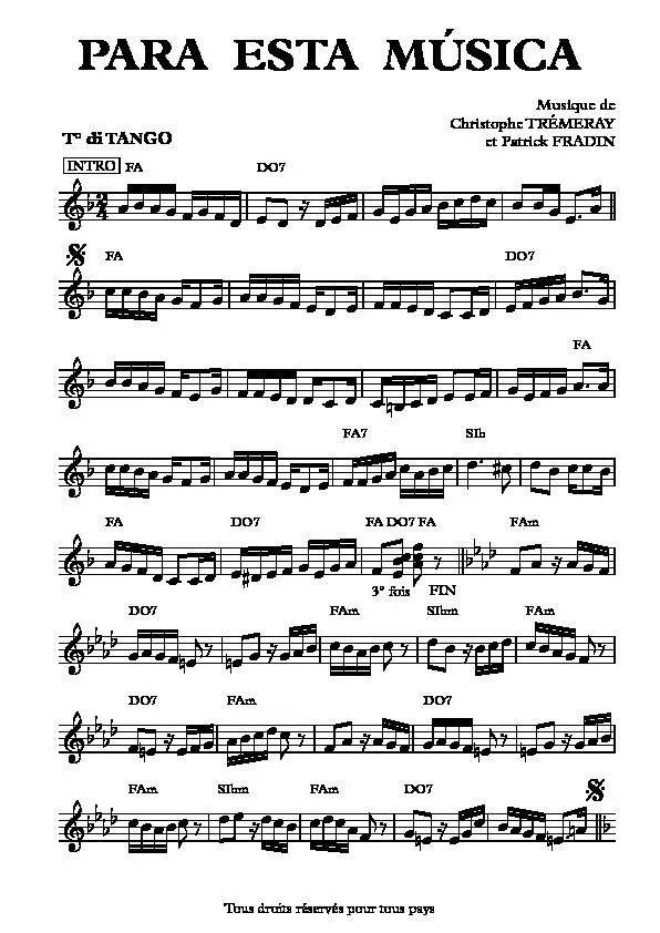 télécharger la partition d'accordéon Para esta musica (Tango) au format PDF