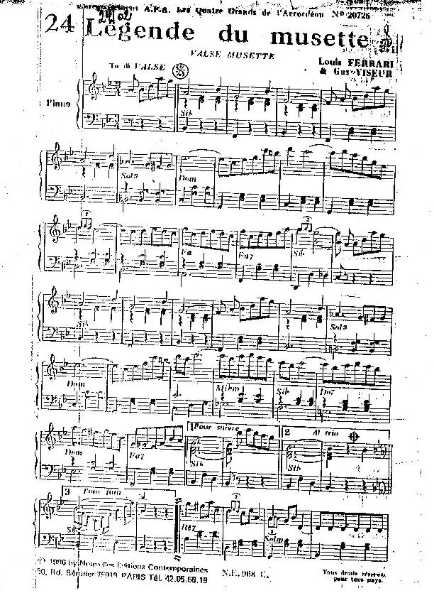 télécharger la partition d'accordéon Légende du Musette (Valse Musette) au format PDF
