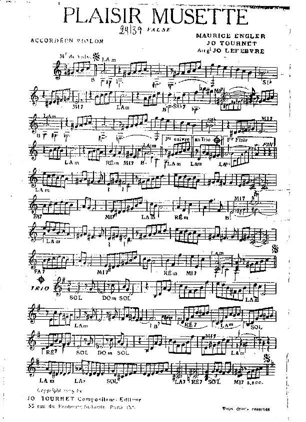 télécharger la partition d'accordéon Plaisir Musette (Arrangement : Jo Lefebvre) (Valse) au format PDF