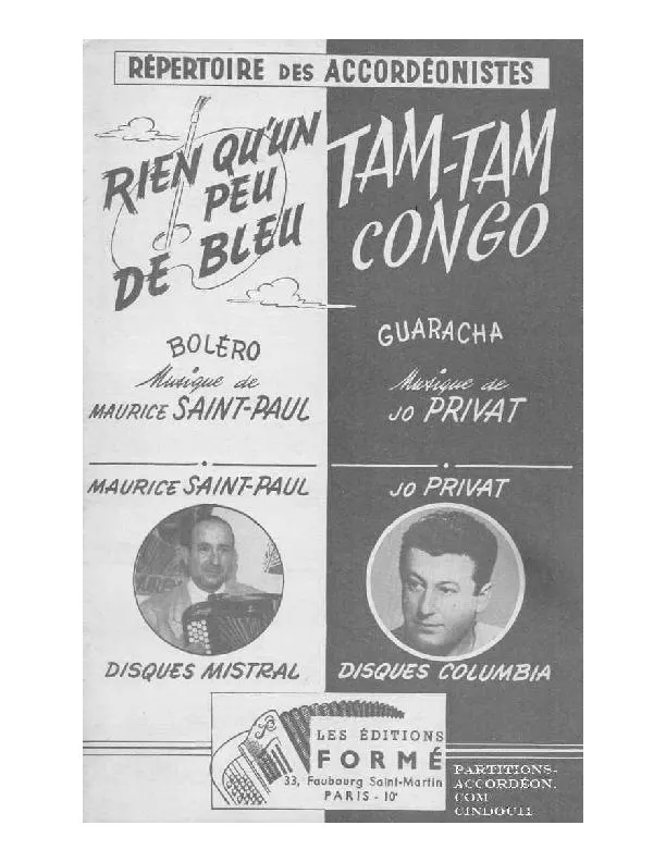 télécharger la partition d'accordéon Tam Tam Congo (Orchestration) (Guaracha) au format PDF
