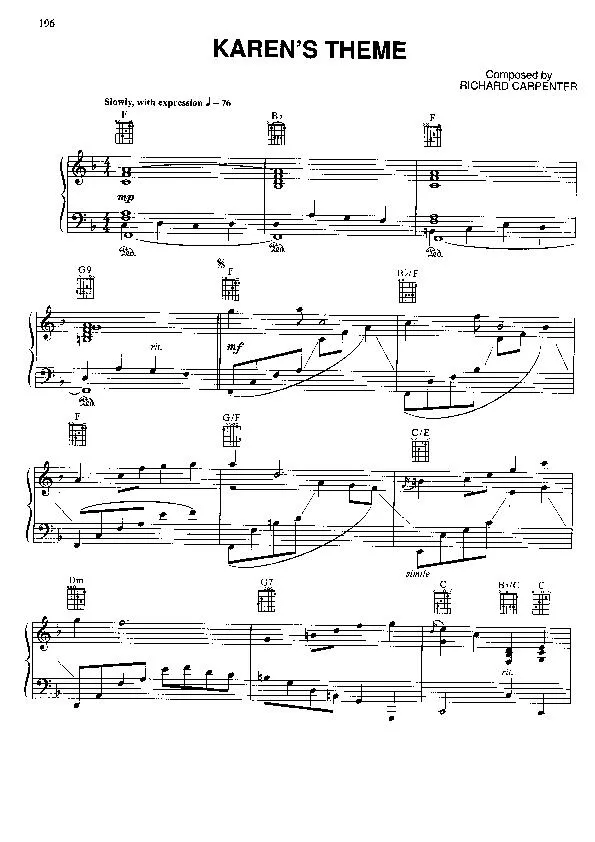 télécharger la partition d'accordéon Karen's Theme (Slow) au format PDF