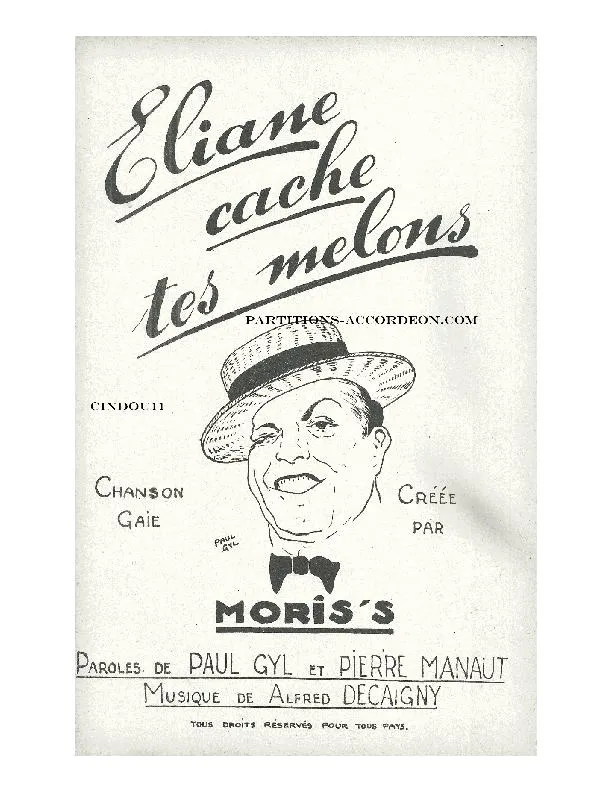 télécharger la partition d'accordéon Eliane cache tes melons (Chanson Gaie créée par : Moris's) (Orchestration) (Fox Step) au format PDF