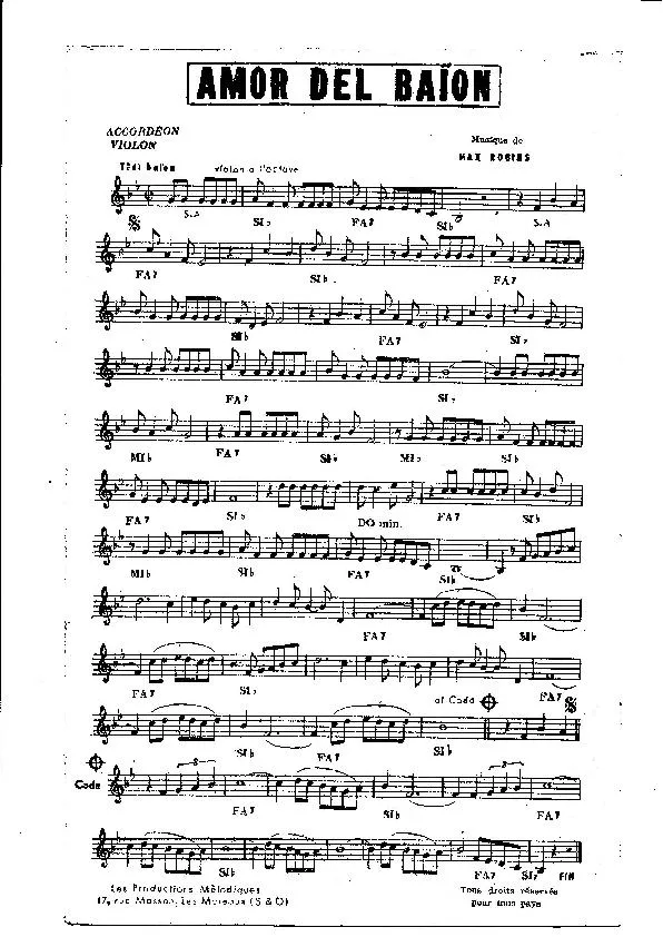 télécharger la partition d'accordéon Amor del baïon (Orchestration) au format PDF