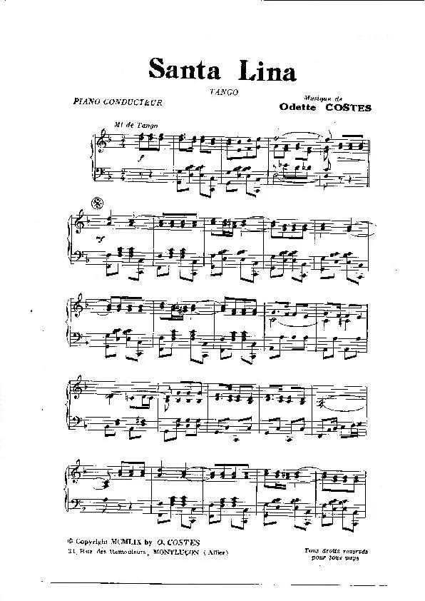 télécharger la partition d'accordéon Santa Lina (Orchestration) (Tango) au format PDF