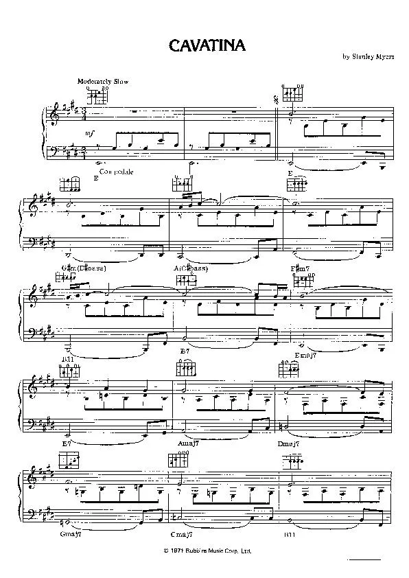 télécharger la partition d'accordéon Cavatina (Slow) au format PDF
