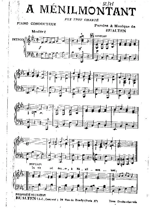 télécharger la partition d'accordéon À Ménilmontant (Fox Trot Chanté) au format PDF