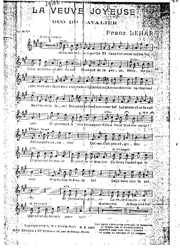 télécharger la partition d'accordéon La Veuve Joyeuse (Le Duo du Cavalier) (N°8bis) au format PDF