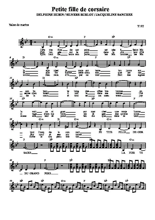 télécharger la partition d'accordéon Petite fille de corsaire au format PDF