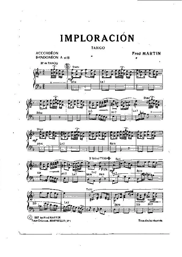 télécharger la partition d'accordéon Imploracion (Tango Typique) au format PDF